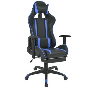 vidaXL, vidaXL Neigbarer Racing-Bürostuhl mit Fußstütze Blau, vidaXL Neigbarer Racing-Bürostuhl mit Fußstütze Blau