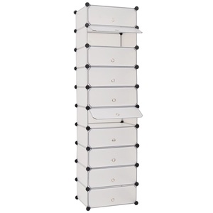 vidaXL, vidaXL Schuh-Organizer Zusammenklappbar mit 10 Fächern Weiß, vidaXL Schuh-Organizer Zusammenklappbar mit 10 Fächern Weiß