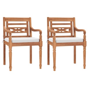 vidaXL, vidaXL Batavia-Stühle 2 Stk. mit Polstern Massivholz Teak, vidaXL Batavia-Stühle 2 Stk. mit Polstern Massivholz Teak