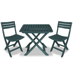 vidaXL, vidaXL 3-tlg. Bistro-Set Klappbar Kunststoff Grün, vidaXL 3-tlg. Bistro-Set Klappbar Kunststoff Grün