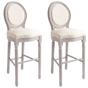 vidaXL, vidaXL Barhocker 2 Stk. Weiß Leinen, vidaXL Barhocker 2 Stk. Weiß Leinen