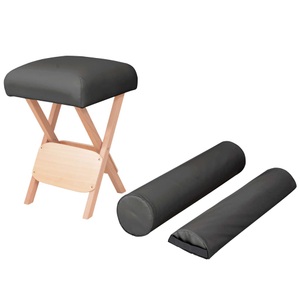 Massage-Klapphocker 12 cm Dicker Sitz + 2 Nackenrollen Schwarz
