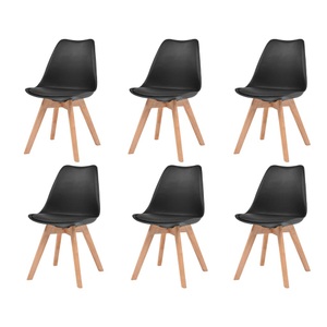 vidaXL, vidaXL Esszimmerstühle 6 Stk. Schwarz Kunstleder, vidaXL Esszimmerstühle 6 Stk. Schwarz Kunststoff
