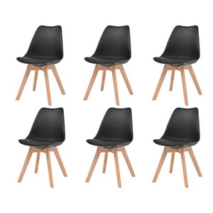 vidaXL, vidaXL Esszimmerstühle 6 Stk. Schwarz Kunstleder, vidaXL Esszimmerstühle 6 Stk. Schwarz Kunststoff