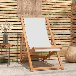 vidaXL, vidaXL Liegestuhl Teak 56×105×96 cm Creme, vidaXL Liegestuhl Teak 56x105x96 cm Creme