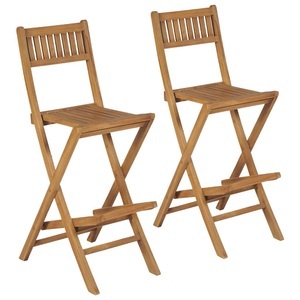 Diverse Hardware, Klappbare Garten-Barhocker 2 Stk. Massivholz Teak
