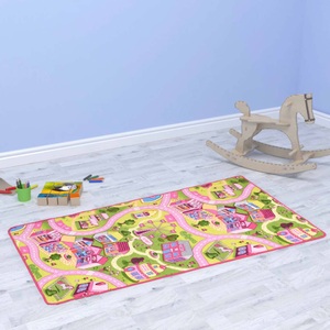 vidaXL, vidaXL Spielmatte Schlingenpol 100 x 165 cm Süßes Stadtmuster, 