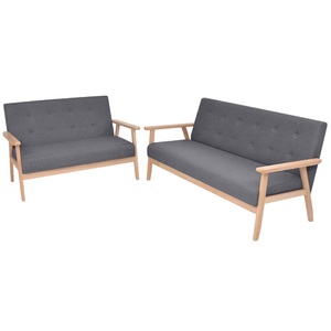 Diverse Hardware, Sofa-Set 2-tlg. Stoff Dunkelgrau