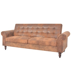 Diverse Hardware, Schlafsofa mit Armlehnen Kunstleder braun