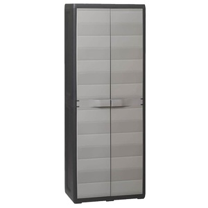 vidaXL, vidaXL Gartenschrank mit 3 Regalböden Schwarz und Grau, 