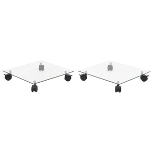 vidaXL, vidaXL Pflanzenständer mit Rollen 2 Stück Hartglas 35x35 cm Quadrat, vidaXL Pflanzenständer mit Rollen 2 Stück Hartglas 35x35 cm Quadrat