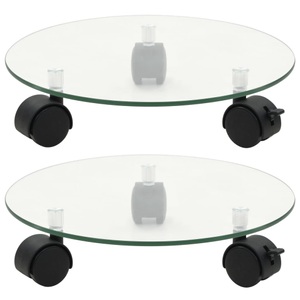 vidaXL, vidaXL Pflanzenständer mit Rollen 2 Stück Hartglas 28 cm Rund, vidaXL Pflanzenständer mit Rollen 2 Stück Hartglas 28 cm Rund