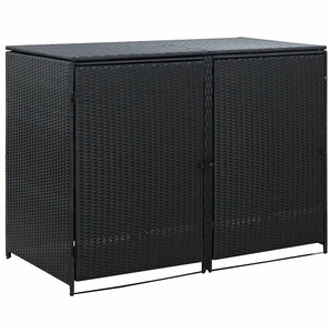 vidaXL, vidaXL Mülltonnenbox für 2 Tonnen Poly Rattan Schwarz 148x80x111 cm, vidaXL Mülltonnenbox für 2 Tonnen Poly Rattan Schwarz 148x80x111 cm