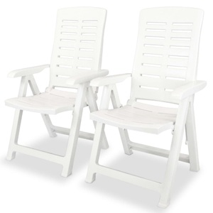 vidaXL, vidaXL Verstellbare Gartenstühle 2 Stk. Kunststoff Weiß