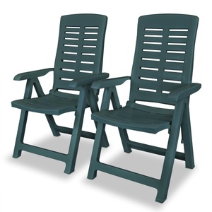 vidaXL, vidaXL Verstellbare Gartenstühle 2 Stk. Kunststoff Grün, 