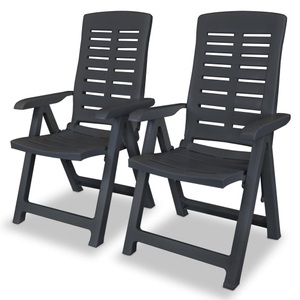 vidaXL, vidaXL Verstellbare Gartenstühle 2 Stk. Kunststoff Anthrazit, vidaXL Verstellbare Gartenstühle 2 Stk. Kunststoff Anthrazit