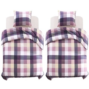 vidaXL, vidaXL Bettwäsche-Set Lila Kariert 155×220/80×80 cm, 