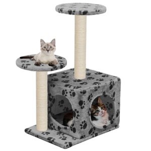 vidaXL, vidaXL Katzenbaum mit Sisal-Kratzsäule 60 cm Grau Pfoten-Aufdruck