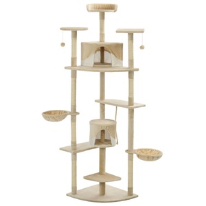 Diverse Hardware, Katzen-Kratzbaum Sisal 203 cm Beige und Weiss, vidaXL Katzen-Kratzbaum Sisal 203 cm Beige und Weiß