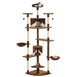 vidaXL, vidaXL Katzen-Kratzbaum mit Sisal-Kratzsäulen 203 cm Braun und Weiß