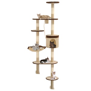 vidaXL, vidaXL Wandkratzbaum mit Sisal-Kratzsäulen 194 cm Beige/Braun, vidaXL Wandkratzbaum mit Sisal-Kratzsäulen 194 cm Beige/Braun