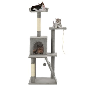 vidaXL, vidaXL Katzenbaum mit Sisal-Kratzsäulen 120 cm Grau, vidaXL Katzenbaum mit Sisal-Kratzsäulen 120 cm Grau