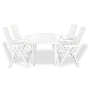 Diverse Hardware, 5-tlg. Garten-Essgruppe Kunststoff Weiss, 