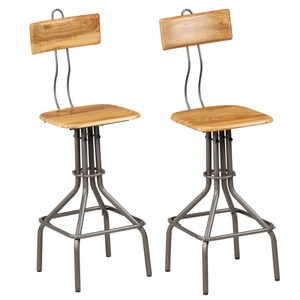 vidaXL, vidaXL Barhocker 2 Stk. Altholz Teak, VidaXL - Barstuhl holz, One Size, Braun
