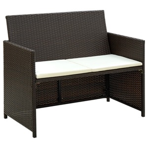 Diverse Hardware, 2-Sitzer-Gartensofa mit Polstern Braun Poly Rattan, vidaXL 2-Sitzer-Gartensofa mit Polstern Braun Poly Rattan