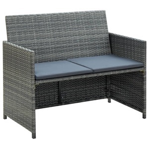 Diverse Hardware, 2-Sitzer-Gartensofa mit Polstern Grau Poly Rattan, vidaXL 2-Sitzer-Gartensofa mit Polstern Grau Poly Rattan