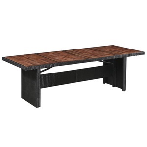 Diverse Hardware, Garten-Esstisch Poly Rattan und Massivholz 240 x 90 x 74 cm