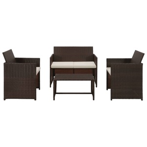 Diverse Hardware, 4-tlg. Garten-Lounge-Set mit Auflagen Poly Rattan Braun, vidaXL 4-tlg. Garten-Lounge-Set mit Auflagen Poly Rattan Braun