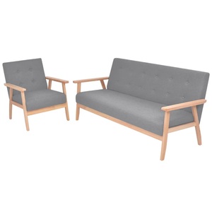 Diverse Hardware, Sofa-Set 2-tlg. Stoff Hellgrau