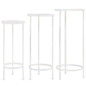 vidaXL, vidaXL Blumenständer Set 3-tlg. Vintage Antik Metall Weiß