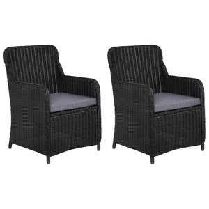 vidaXL, vidaXL Gartenstühle mit Polster 2 Stk. Poly Rattan Schwarz, VidaXL - Sessel poly-rattan, One Size, Schwarz