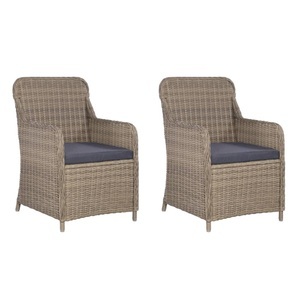 vidaXL, vidaXL Gartenstühle mit Polstern 2 Stk. Poly Rattan Braun, vidaXL Gartenstühle mit Polstern 2 Stk. Poly Rattan Braun