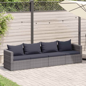 Diverse Hardware, 4-tlg. Garten-Sofagarnitur mit Kissen Grau Poly Rattan, vidaXL 4-tlg. Garten-Sofagarnitur mit Kissen Grau Poly Rattan
