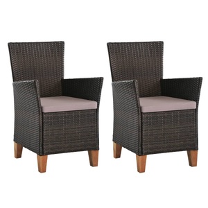 vidaXL, vidaXL Gartenstühle mit Polstern 2 Stk. Poly Rattan Braun, vidaXL Gartenstühle mit Polstern 2 Stk. Poly Rattan Braun