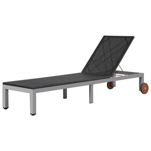 Diverse Hardware, Sonnenliege mit Rollen Poly Rattan Schwarz, vidaXL Sonnenliege mit Rollen Poly Rattan Schwarz