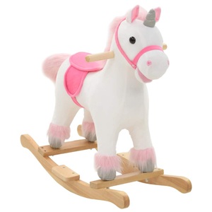 vidaXL, vidaXL Schaukeltier Einhorn Plüsch 65x32x58 cm Weiß und Rosa
