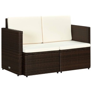 Diverse Hardware, 2-Sitzer-Gartensofa mit Auflagen Braun Poly Rattan, vidaXL 2-Sitzer-Gartensofa mit Auflagen Braun Poly Rattan