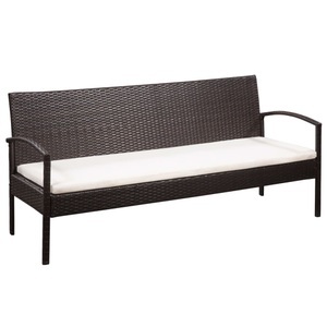 Diverse Hardware, 3-Sitzer-Gartensofa mit Auflagen Braun Poly Rattan, vidaXL 3-Sitzer-Gartensofa mit Auflagen Braun Poly Rattan