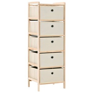 vidaXL, vidaXL Korb-Kommode mit 5 Stoffkörben Zedernholz Beige, vidaXL Korb-Kommode mit 5 Stoffkörben Zedernholz Beige