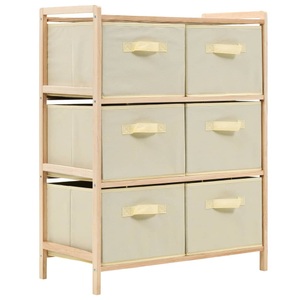 vidaXL, vidaXL Korb-Kommode mit 6 Stoffkörben Zedernholz Beige, vidaXL Korb-Kommode mit 6 Stoffkörben Zedernholz Beige
