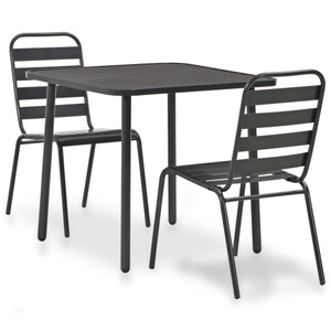 Diverse Hardware, 3-tlg. Bistro-Set Stahl Dunkelgrau