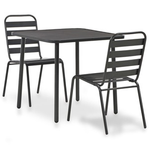 Diverse Hardware, 3-tlg. Bistro-Set Stahl Dunkelgrau