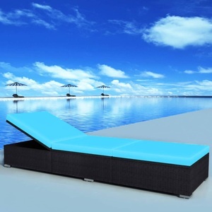 Diverse Hardware, Sonnenliege mit Auflage Poly Rattan Schwarz