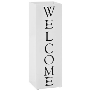 vidaXL, vidaXL Regenschirmständer Welcome Stahl Weiß, vidaXL Regenschirmständer Welcome Stahl Weiß