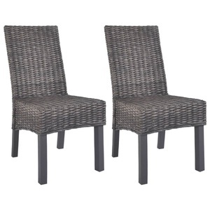 vidaXL, vidaXL Esszimmerstühle 2 Stk. Braun Kubu Rattan und Mango Holz
