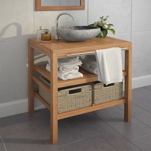 vidaXL, vidaXL Waschtischunterschrank mit 2 Körben Massivholz Teak 74x45x75 cm, 